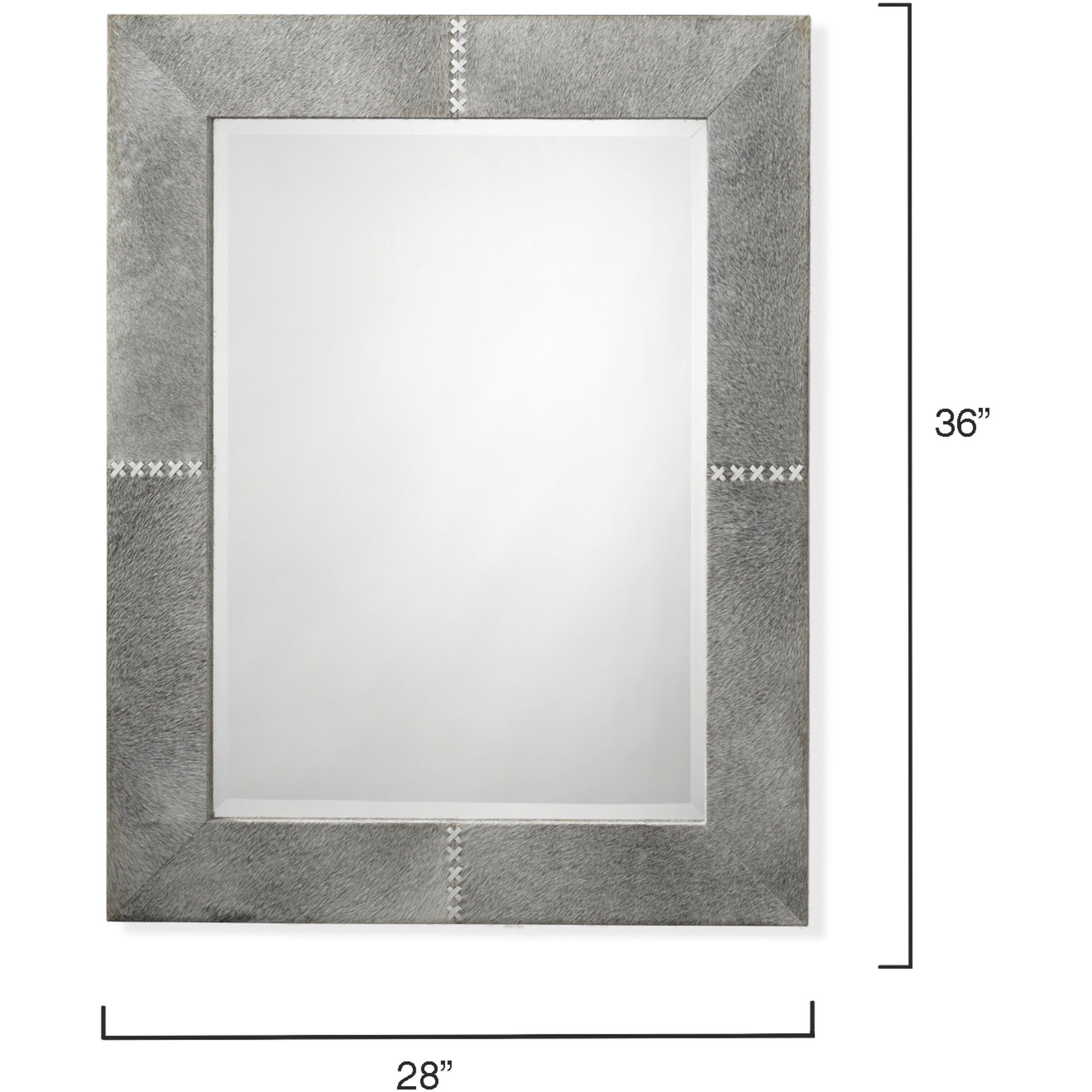 Cross Stitch 36 X 28 inch Grey Hide w/ White Stitching Wall Mirror