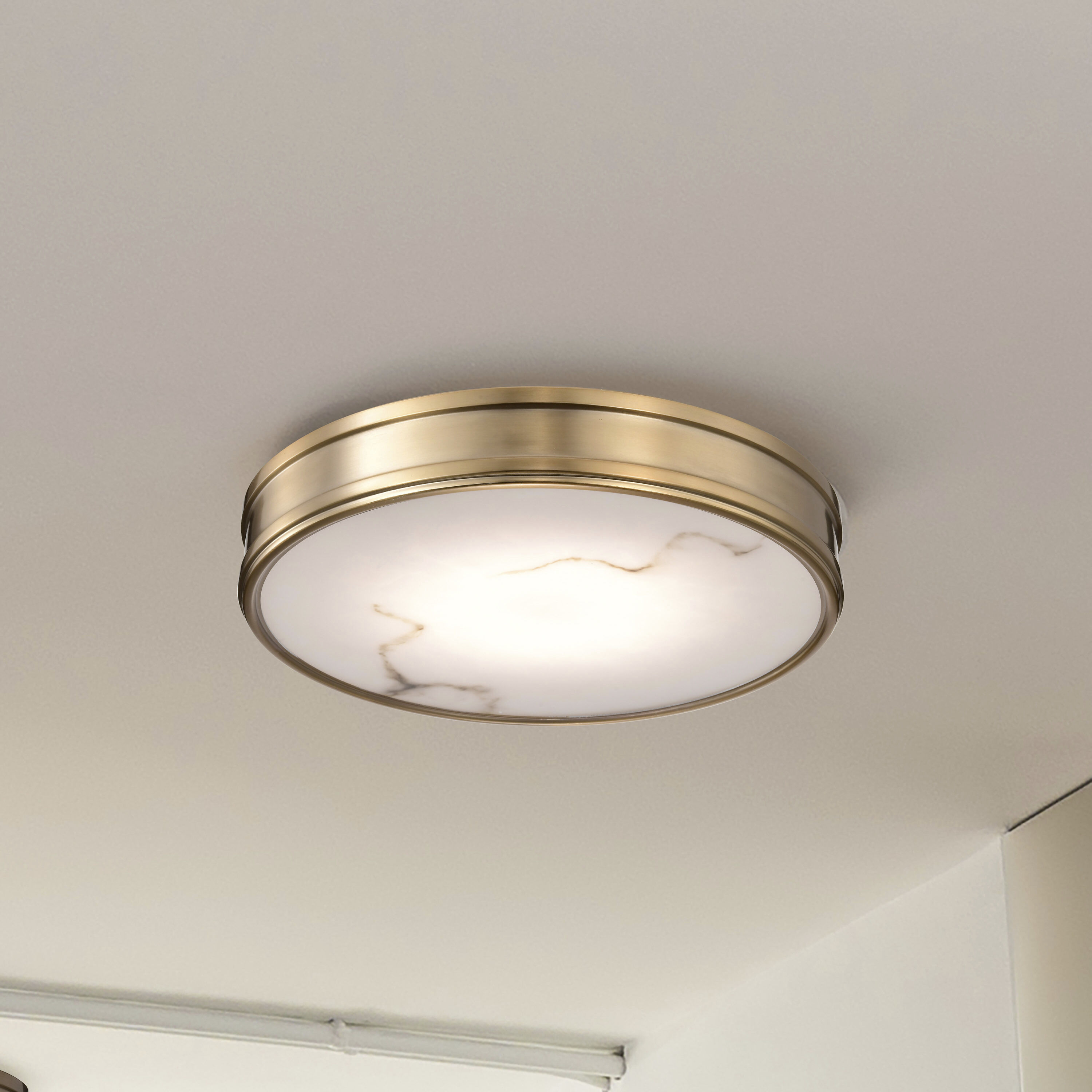 Kendall LED 14.25 inch Burnished Brass Flush Mount Ceiling Light