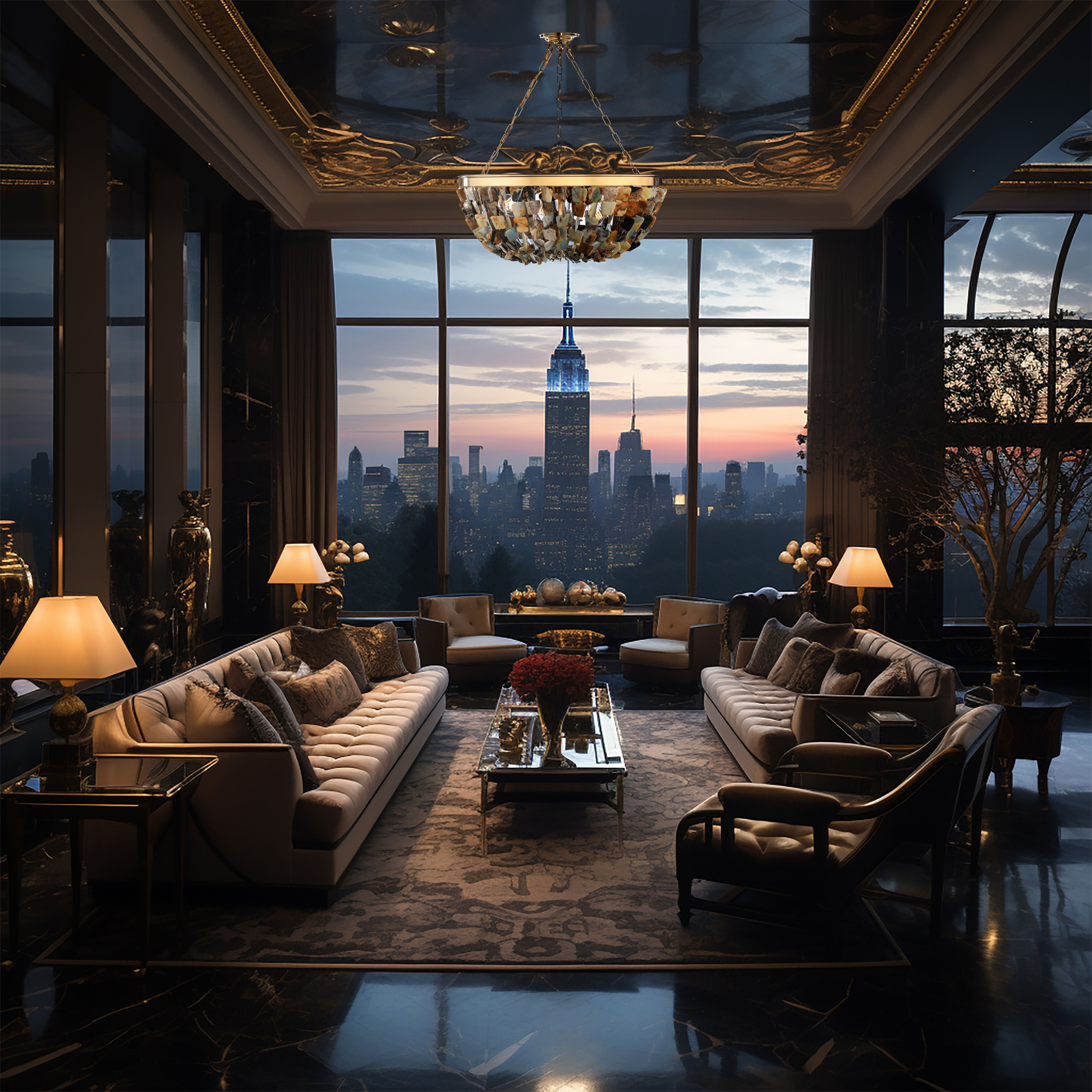 Flotsam 8 Light Brass Pendant Ceiling Light