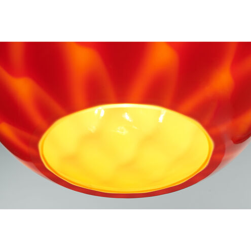 Sirena 1 Light 7.9 inch Chrome Pendant Ceiling Light in Red Glass