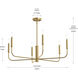 Reines 6 Light 32 inch Brushed Gold Chandelier Ceiling Light