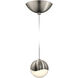 Grapes LED 3 inch Satin Nickel Pendant Ceiling Light in White Glass