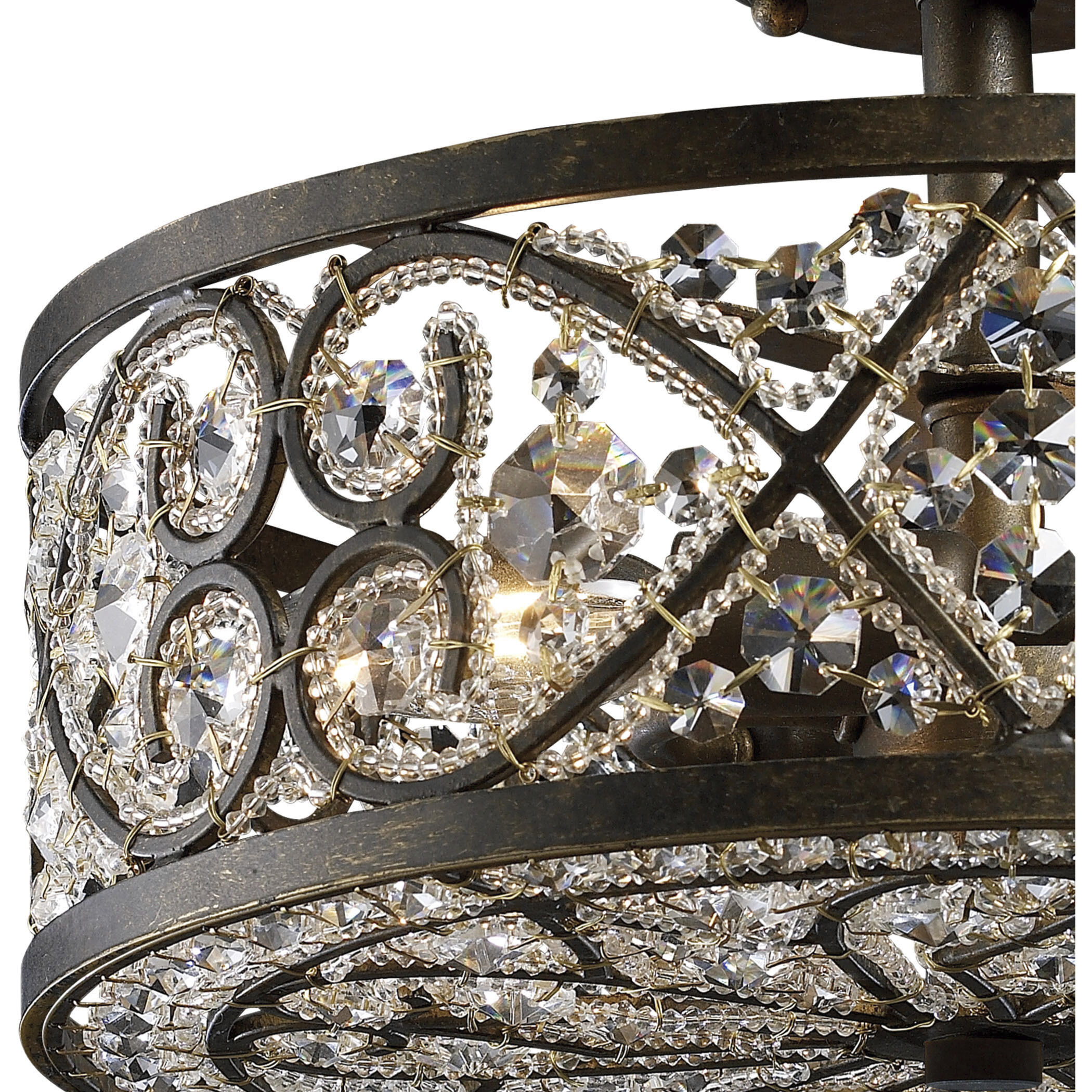 Amherst 4 Light 13 inch Antique Bronze Semi Flush Mount Ceiling Light