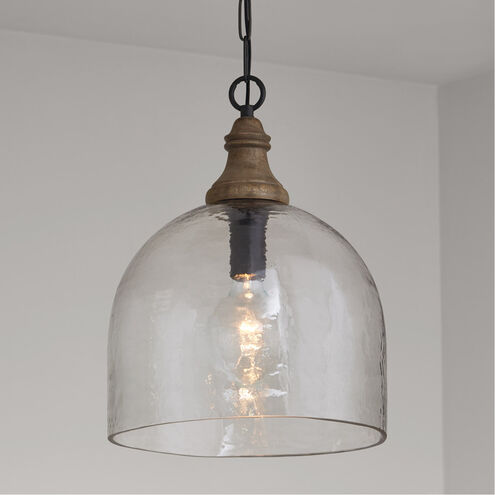 Inglewood 1 Light 15 inch Grey Wash and Dark Pewter Pendant Ceiling Light in Clear Organic Rippled
