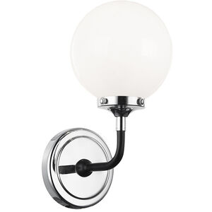 Particles 1 Light 6 inch Black and Chrome Wall Sconce Wall Light in Chrome and Opal Glass