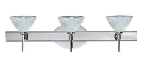 Domi 3 Light 23 inch Chrome Vanity Lighting Wall Light in Halogen, Marble Glass