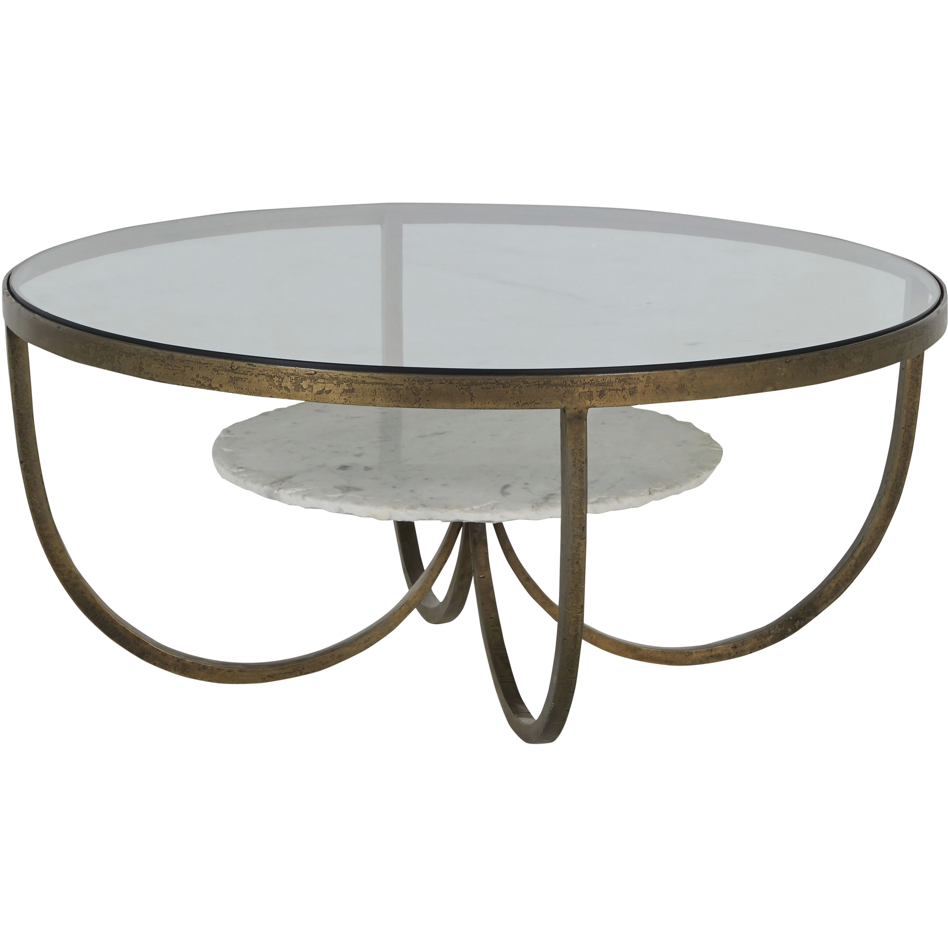 Wilbur 36 X 36 inch Forged Champagne and Ivory Marble Coffee Table