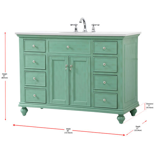 Otto 48 X 21 X 35 inch Vintage Mint Vanity Sink Set