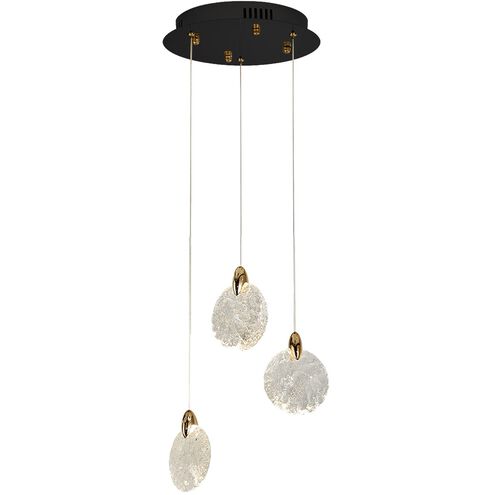 Snowflake LED 11.81 inch Matte Black and Satin Brass Chandelier Ceiling Light