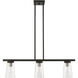 Cityview 3 Light 30 inch Black with Brushed Nickel Accents Linear Chandelier Ceiling Light