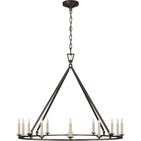 Chapman & Myers Darlana 12 Light 40 inch Aged Iron Single Ring Chandelier Ceiling Light, Large