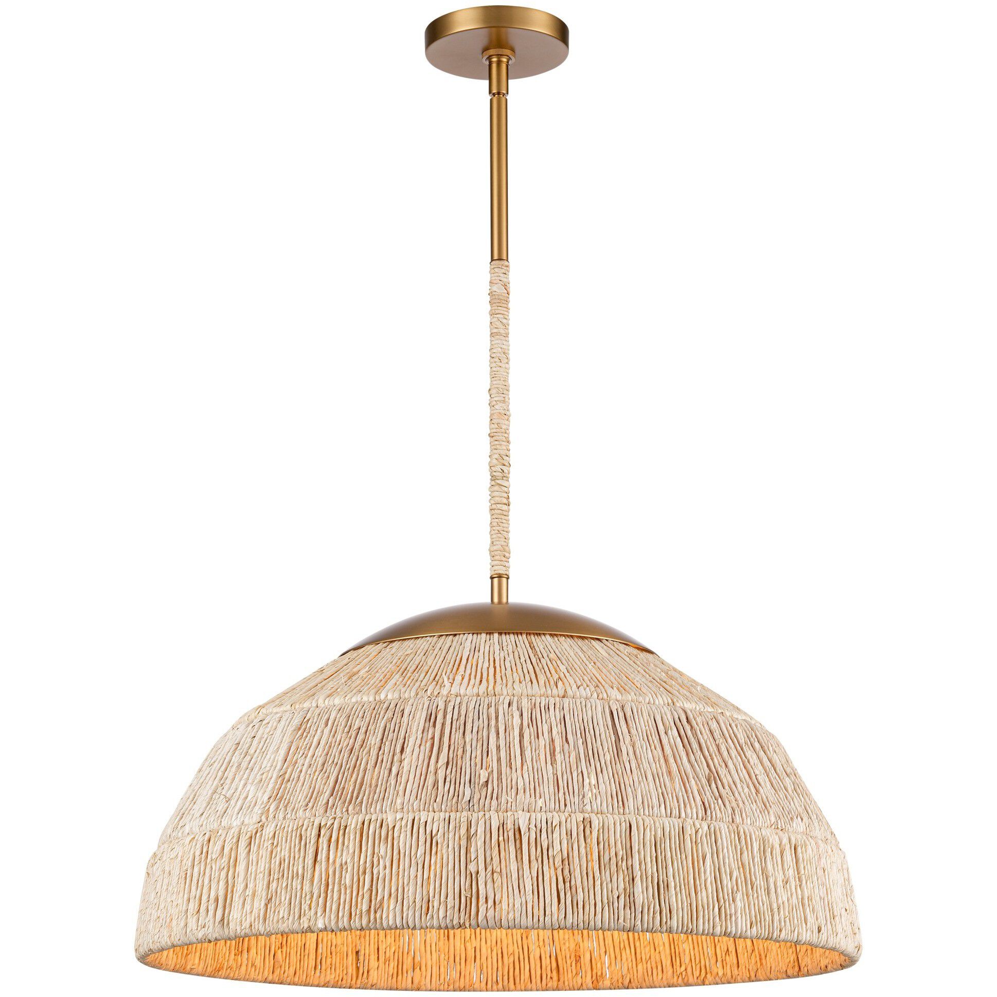 Copa 4 Light 24 inch Natural Brass Pendant Ceiling Light, Converts to Semi Flush
