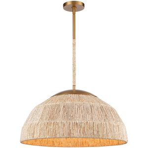 Copa 4 Light 24 inch Natural Brass Pendant Ceiling Light, Converts to Semi Flush