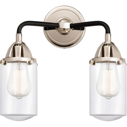 Nouveau 2 Dover 2 Light 13 inch Black Polished Nickel Bath Vanity Light Wall Light in Clear Glass