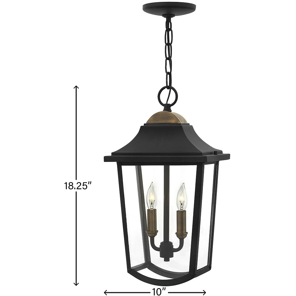 Burton 2 Light 10 inch Black Outdoor Hanging Lantern