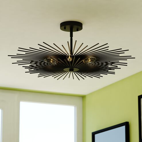 Nikko LED 24 inch Matte Black Semi-Flush Mount Ceiling Light in 6