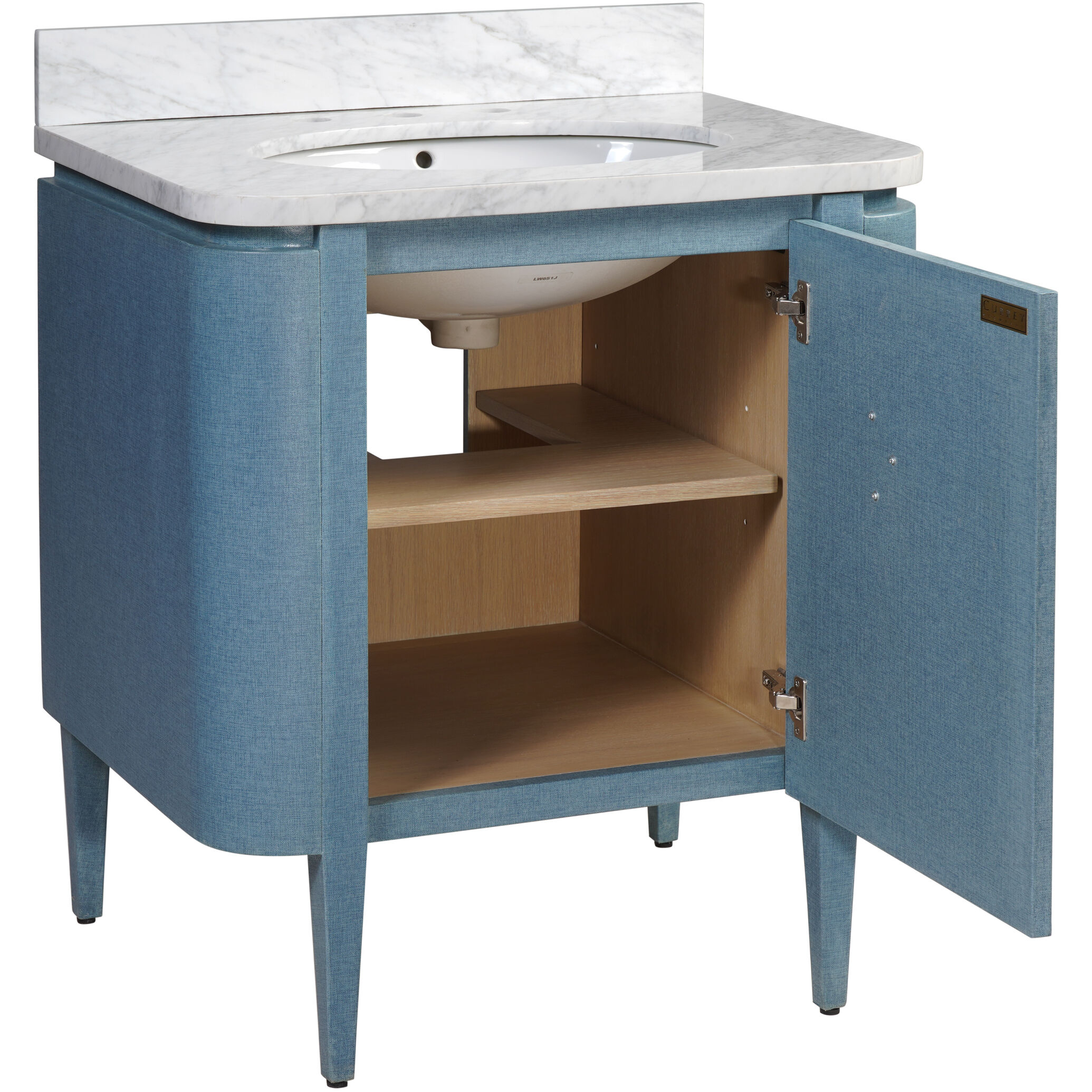 Briallen 30 X 34.25 inch Lacquered Blue Linen/Natural/White/Polished Nickel Vanity with Undermount Sink