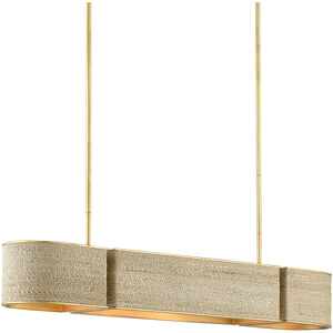 Tenby 4 Light 42 inch Contemporary Gold Leaf/Abaca Rope Chandelier Ceiling Light