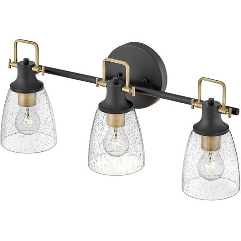 Easton 3 Light 24 inch Black with Heritage Brass Vanity Light Wall Light