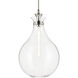 Laria 1 Light Polished Nickel Pendant Ceiling Light in Clear