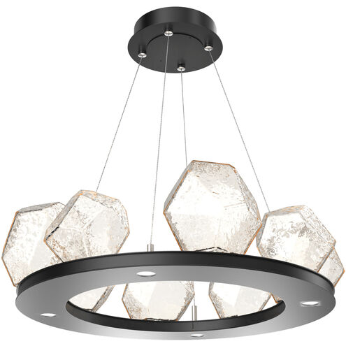 Gem LED 27.4 inch Matte Black Chandelier Ceiling Light in Amber, 2700K LED, Ring