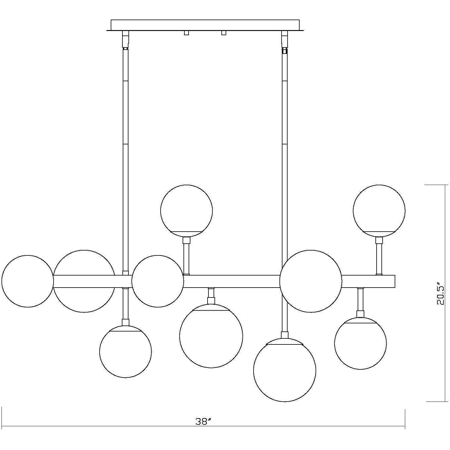 Midnetic 11 Light 38.25 inch Matte Black Linear Chandelier Ceiling Light
