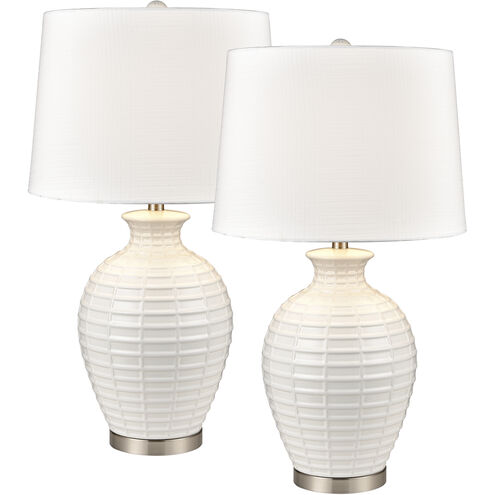 Junia 28 inch 150 watt White Glazed with Satin Nickel Table Lamp Portable Light