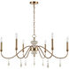French Connection 6 Light 38 inch Satin Brass with Gray Chandelier Ceiling Light