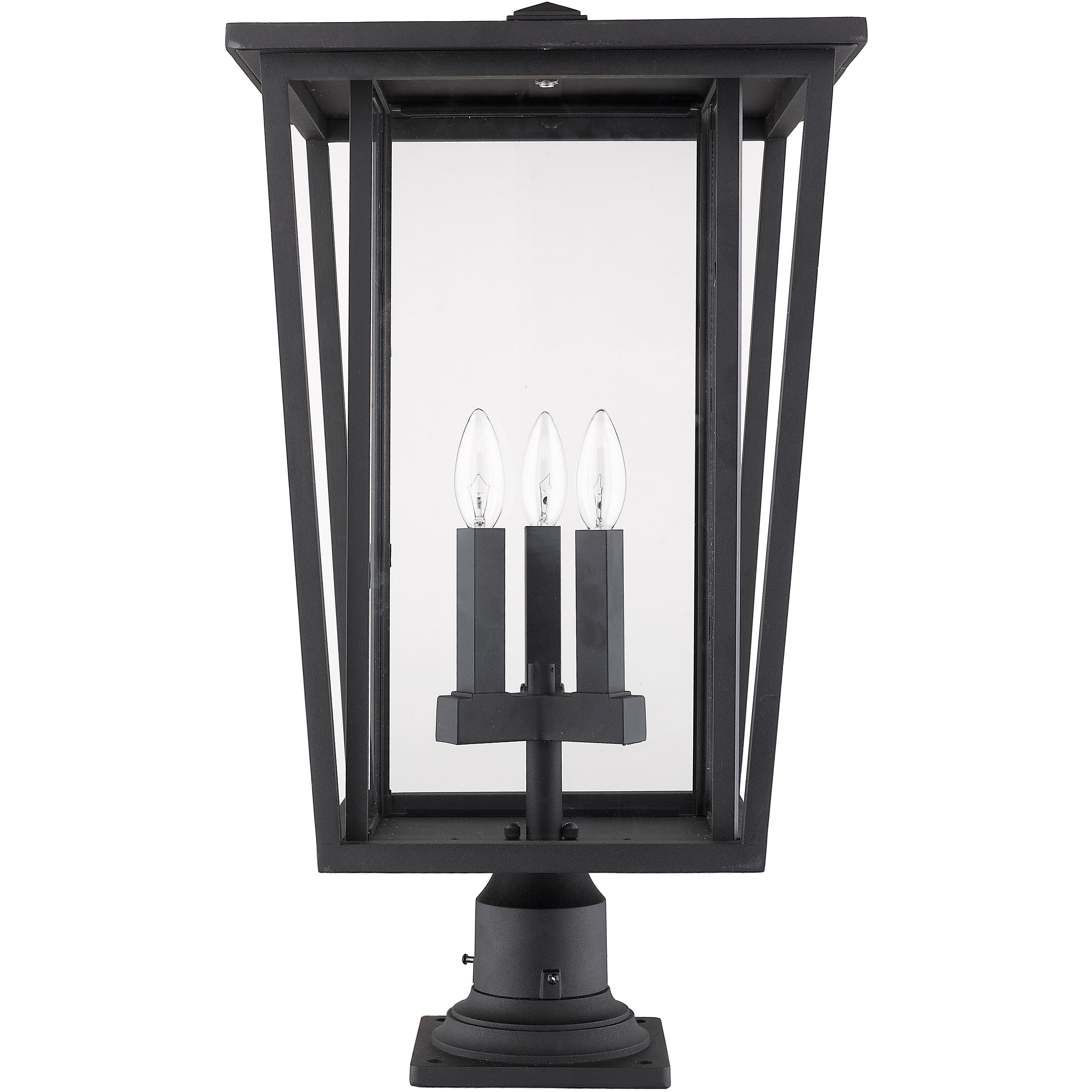 Seoul 3 Light 25.75 inch Black Outdoor Pier Mounted Fixture in 20.25