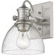 Yep Hines Vanity Wall Light in Pewter, Seeded Glass