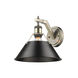 Orwell 1 Light 10 inch Aged Brass Wall Sconce Wall Light in Matte Black, Damp