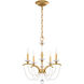 Priscilla 5 Light Heirloom Gold Chandelier Ceiling Light in White Pearl, Adjustable Height
