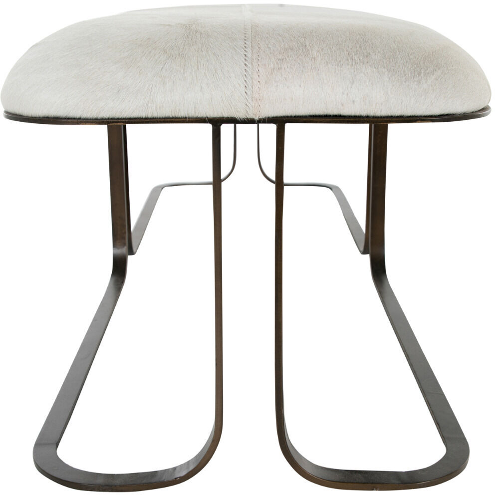 Orson Natural Ivory Hide / Antique Dark Bronze Bench