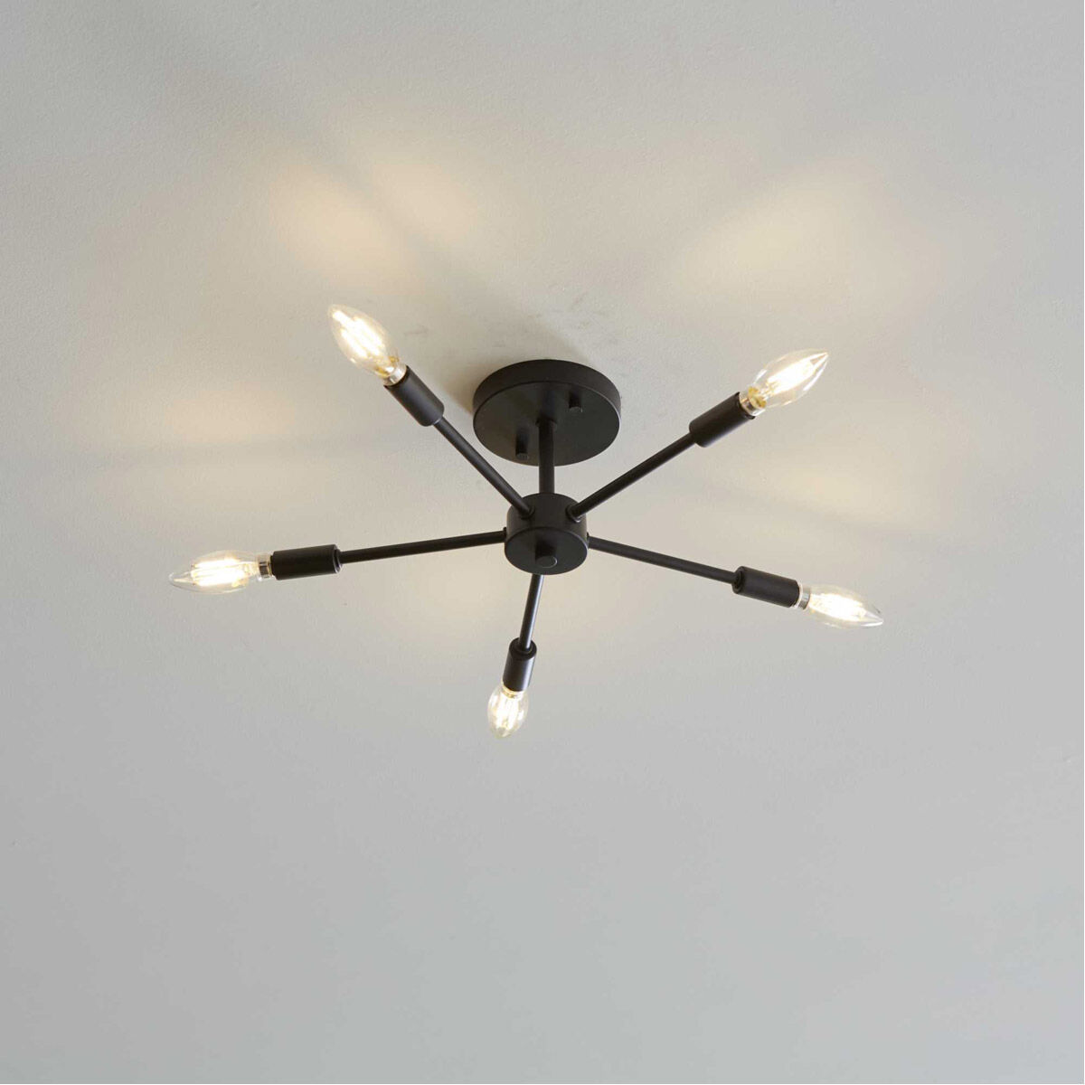 Delayne 5 Light 16 inch Matte Black Semi-Flush Mount Ceiling Light