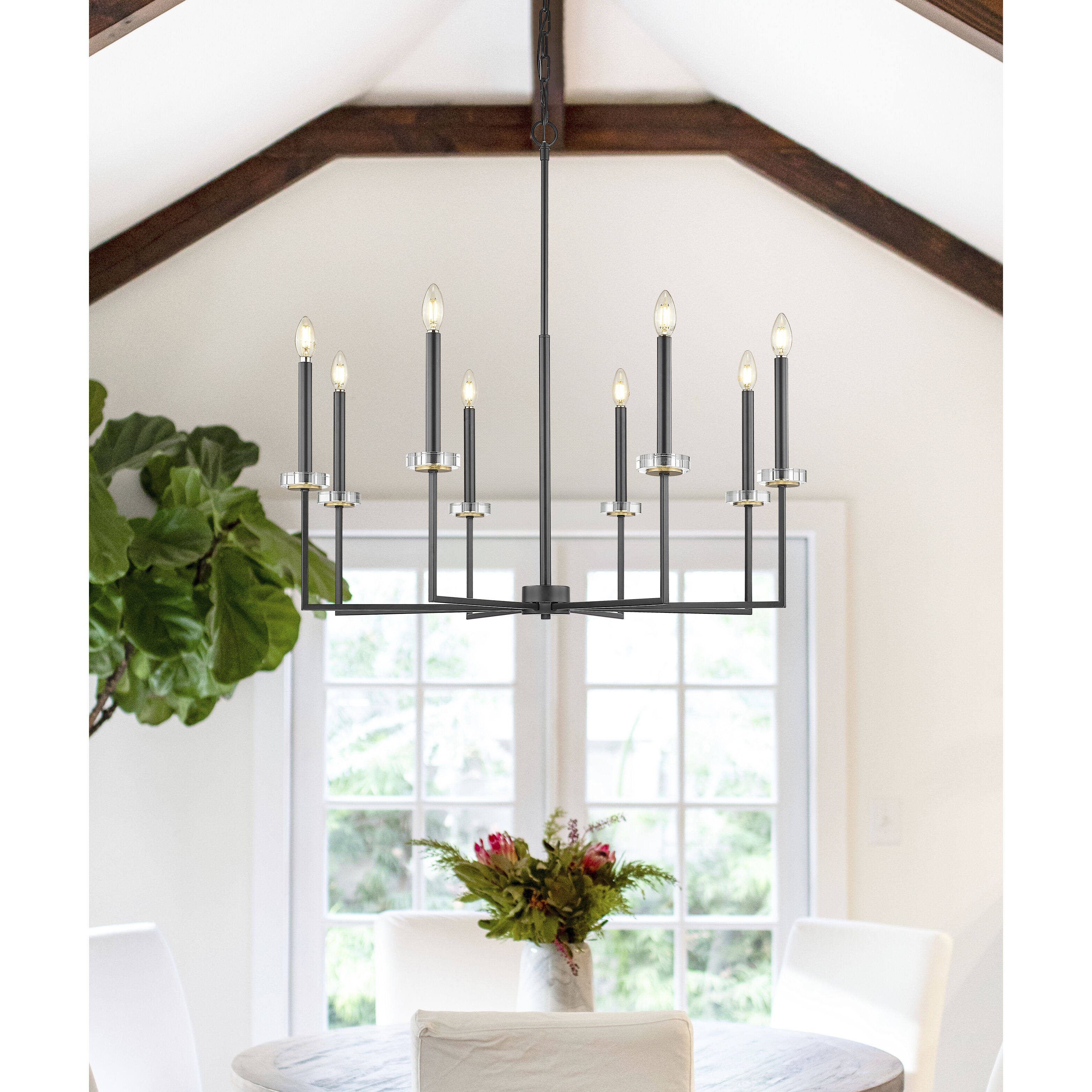 Gaultier 8 Light 35.25 inch Matte Black and Mondern Gold Chandelier Ceiling Light in Matte Black and Modern Gold