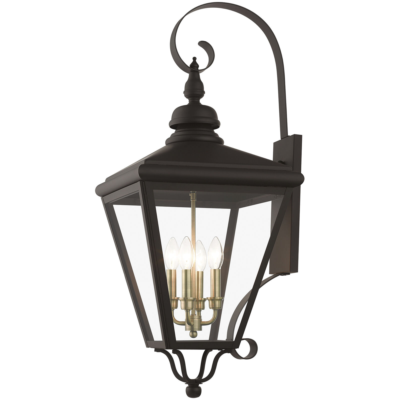 Adams 4 Light 14.25 inch Bronze with Antique Brass Finish Cluster Outdoor Extra Large Wall Lantern Wall Light