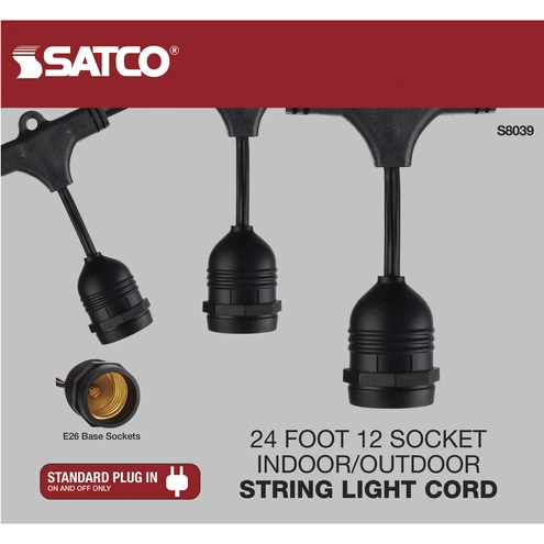 Lumos 12 Light LED 24 foot Black String Lights