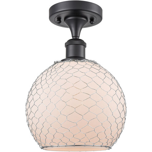 Ballston Farmhouse Chicken Wire LED 8 inch Matte Black Semi-Flush Mount Ceiling Light, Ballston