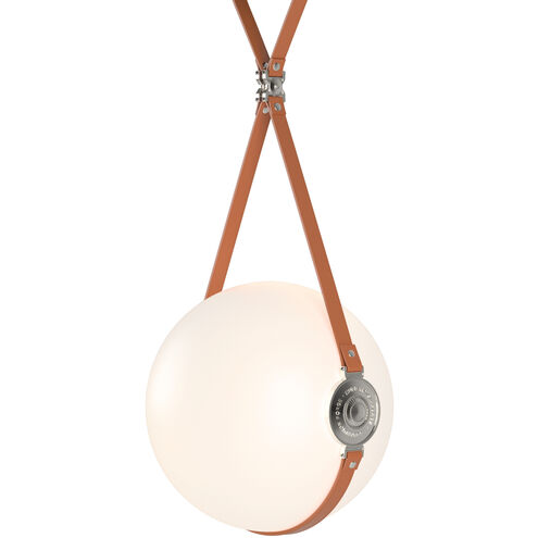 Derby LED 14.9 inch Black and Polished Nickel Pendant Ceiling Light in Leather Chestnut/Hubbardton forge Branded Plate, Black/Polished Nickel, Large