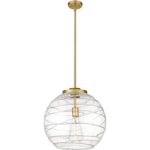 Ballston Athens Deco Swirl 1 Light 15.75 inch Satin Gold Pendant Ceiling Light in Incandescent, Clear Deco Swirl