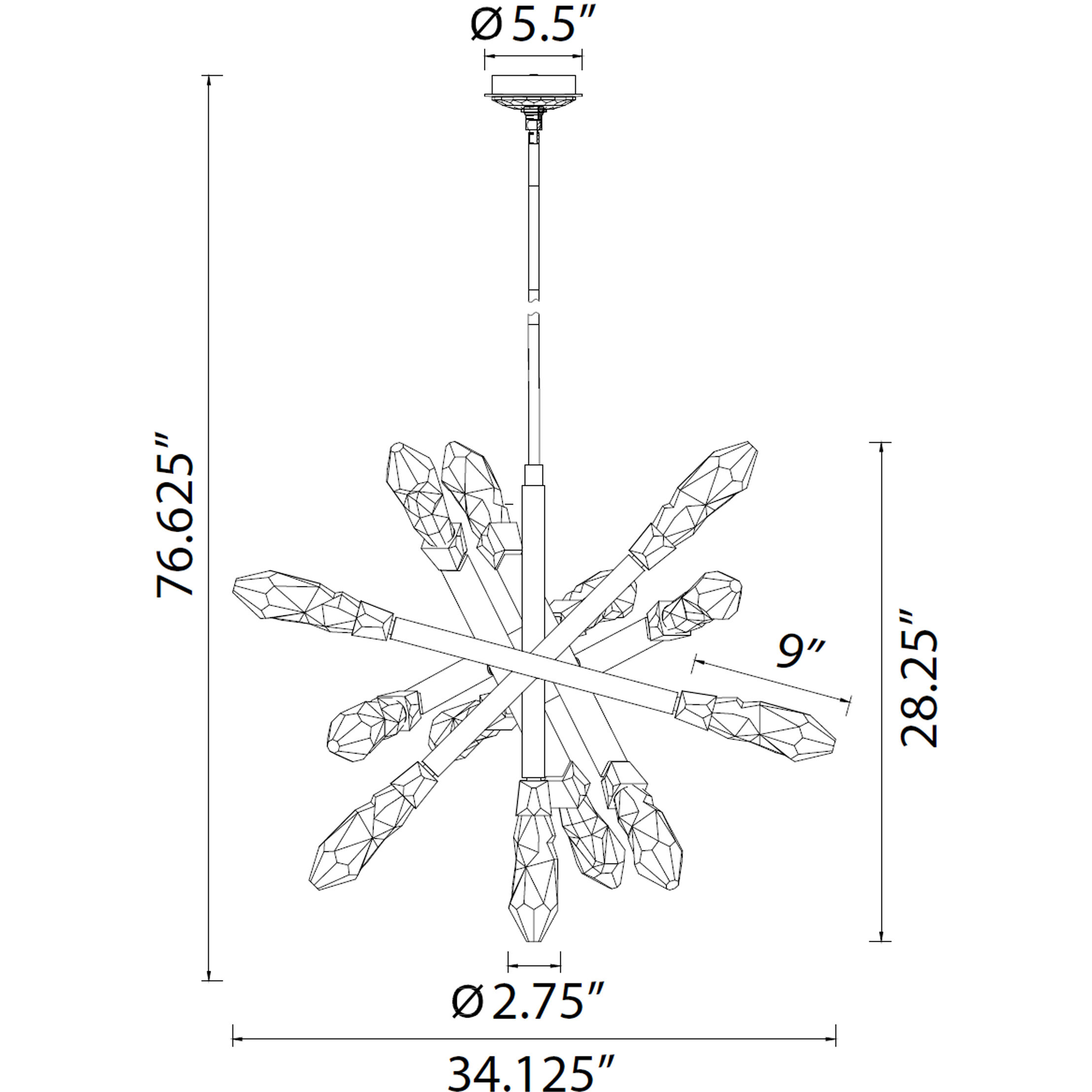 Angelus 13 Light 29.75 inch Satin Brushed Black Chandelier Ceiling Light