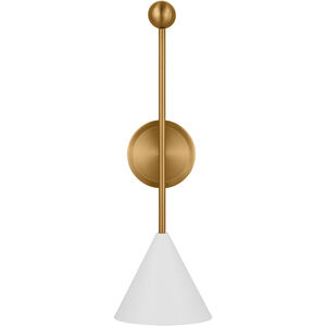 AERIN Cosmo 1 Light 6.88 inch Matte White and Burnished Brass Bath Vanity Wall Sconce Wall Light in Matte White / Burnished Brass