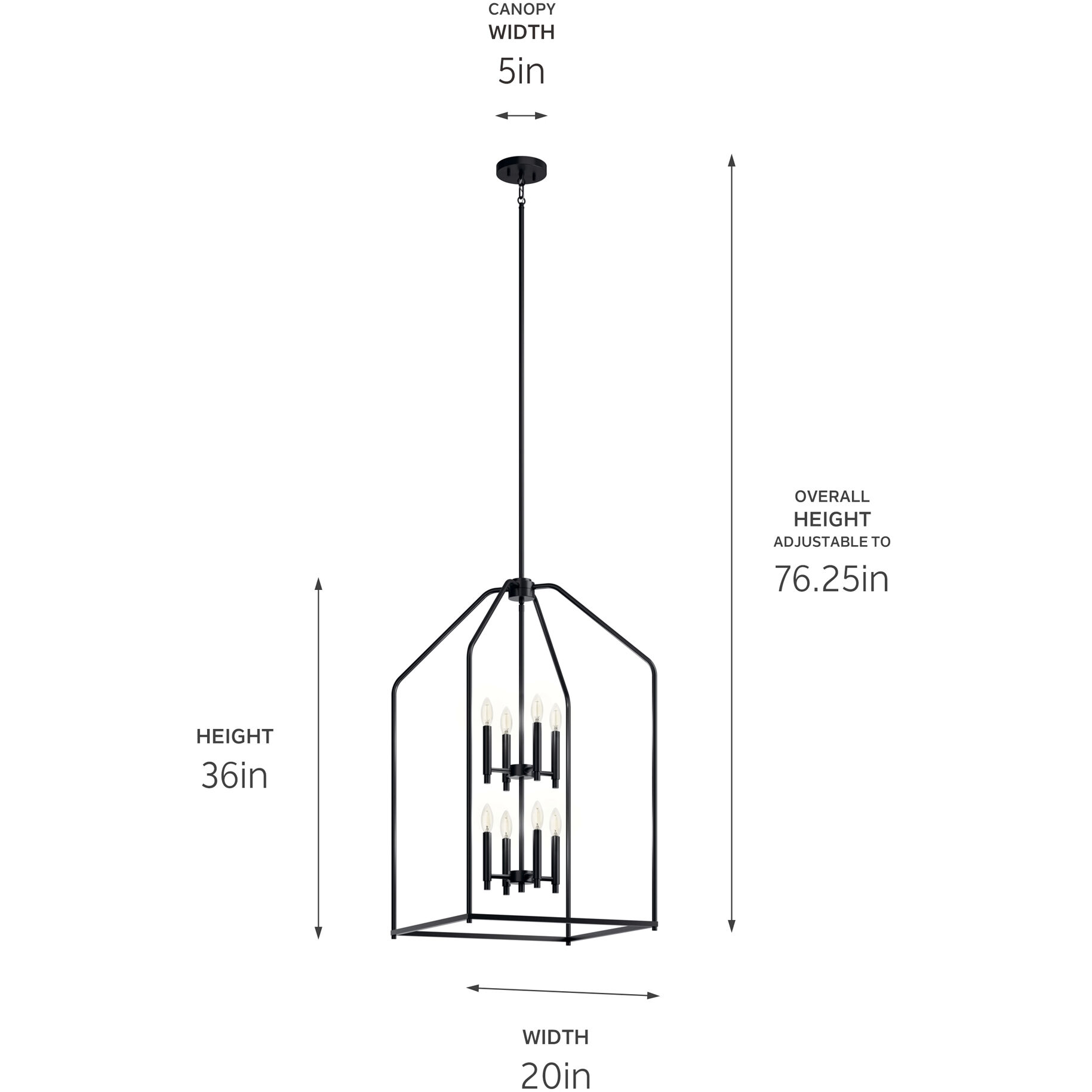 Madden 8 Light 20 inch Black Large Foyer Pendant Ceiling Light