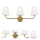Eleanor 3 Light 26 inch Aged Brass with White Vanity Light Wall Light