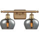 Ballston Fenton 2 Light 16 inch Brushed Brass Bath Vanity Light Wall Light in Plated Smoke Glass, Ballston