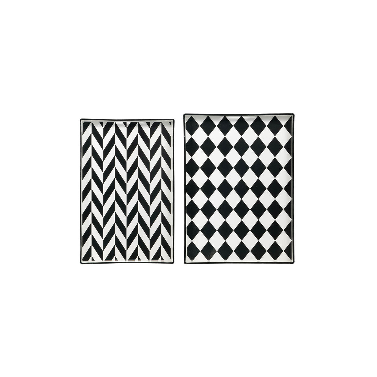 Quinn Black and White Tray, Set of 2