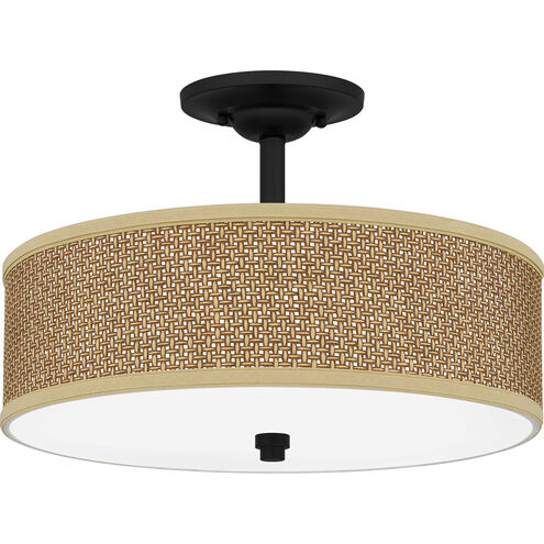 Zen 3 Light 17 inch Mystic Black Semi-Flush Mount Ceiling Light, Naturals