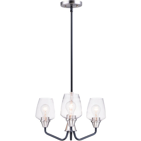 Goblet 3 Light 19 inch Black/Satin Nickel Mini Chandelier Ceiling Light in Black and Satin Nickel