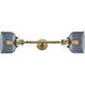 Franklin Restoration Large Bell 2 Light 19 inch Antique Brass Bath Vanity Light Wall Light in Incandescent, Plated Smoke Glass, Franklin Restoration
