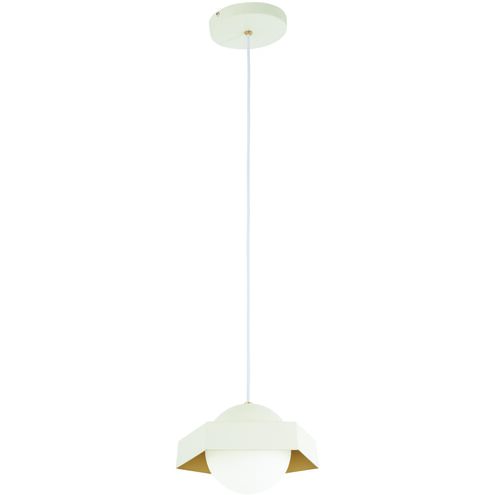 Five-O LED 10.5 inch Textured White W/Gold Leaf Mini Pendant Ceiling Light